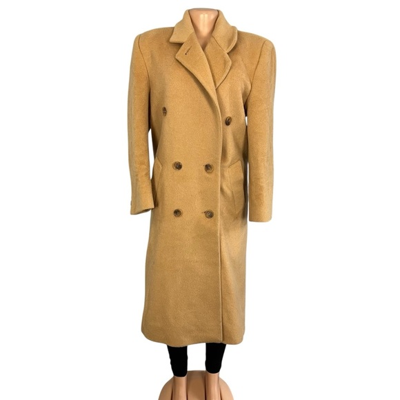 Jones New York Vintage Camel Wool  Double Breasted Pea Coat - Picture 1 of 9